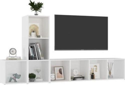 Tdesigno Tdesıgno Gülce Kitaplıklı Televizyon Sehpası - Ünitesi -Kitaplık-Beyaz 180 Cm 8 Raflı