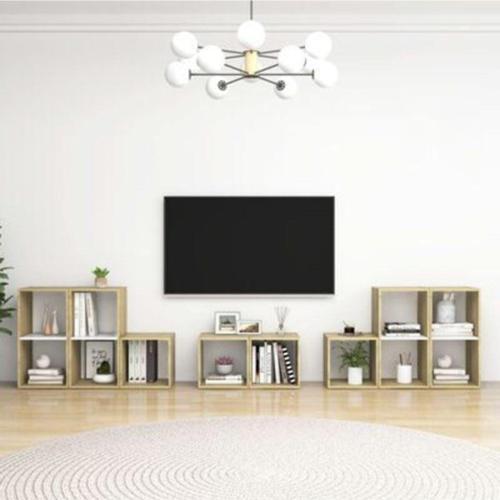Tdesigno Tdesıgno Idil Kitaplıklı Televizyon Sehpası - Ünitesi -Kitaplık-Meşe Beyaz 240 Cm 12 Raflı