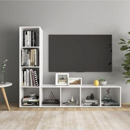 Tdesigno Tdesıgno Yağmur Kitaplıklı Televizyon Sehpası - Ünitesi -Kitaplık-Beyaz 150 Cm 8 Raflı