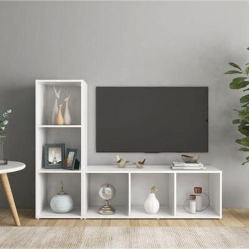 Tdesigno Tolga Kitaplıklı Televizyon Sehpası Ünitesi Kitaplık Beyaz 120 Cm 6 Raflı