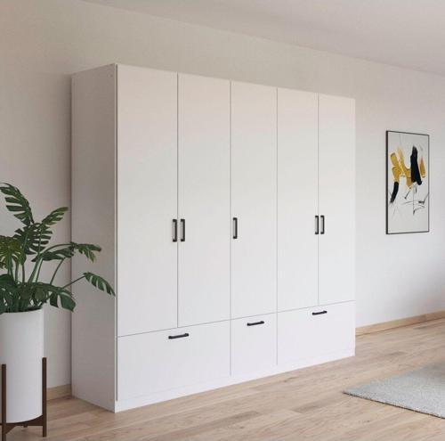 Tdesigno Alev Giyinme Dolabı - Çok Amaçlı Dolap - Gardırop 225 Cm-5 Kapaklı-3 Çekmeceli