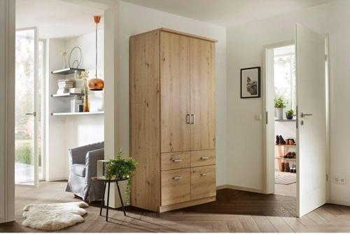 Tdesigno Aksu  Giyinme Dolabı - Çok Amaçlı Dolap - Gardırop 90 Cm-2 Kapaklı-2 Çekmeceli