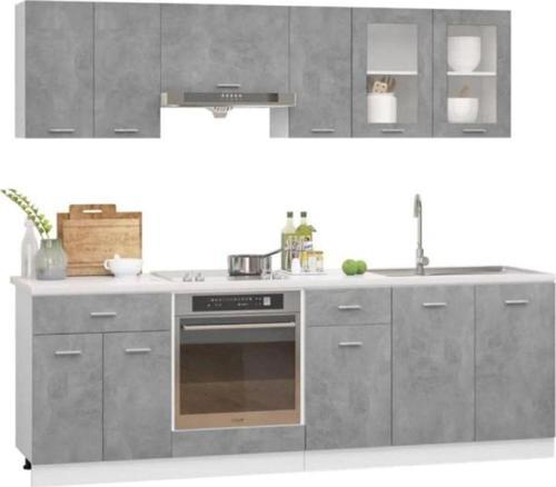 Tdesigno Tuana Mutfak 210 Cm-Beton Görünümlü Kapak
