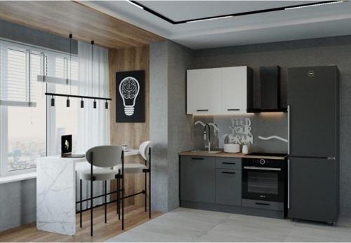 Tdesigno Tdesıgno Venüs Mutfak 160 Cm Antrasit-Beyaz