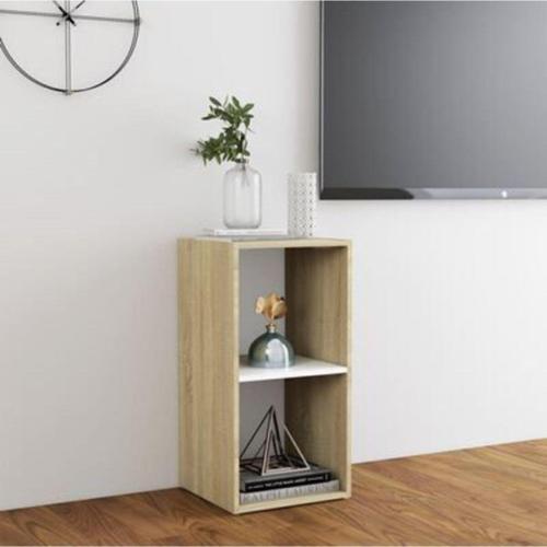 Tdesigno Tdesıgno Ay Kitaplık- Televizyon Sehpası - Ünitesi -Meşe Beyaz 30 Cm 2 Raflı