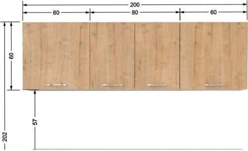Tdesigno Piraye Üst Mutfak Dolabı 200 Cm -Safir Meşe