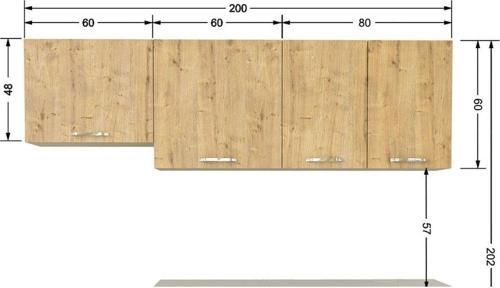 Tdesigno Ipek Üst Mutfak Dolabı 200 Cm – Safir Meşe