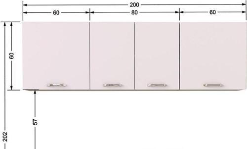 Tdesigno Sedef Mutfak Üst Modülü 200 Cm -Beyaz