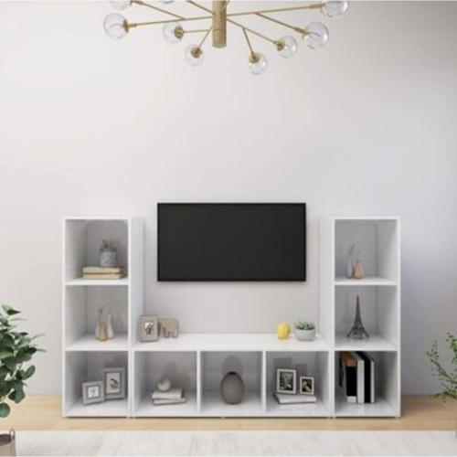 Tdesigno Nehir Kitaplıklı Televizyon Sehpası Ünitesi Kitaplık Beyaz 150 Cm 9 Raflı