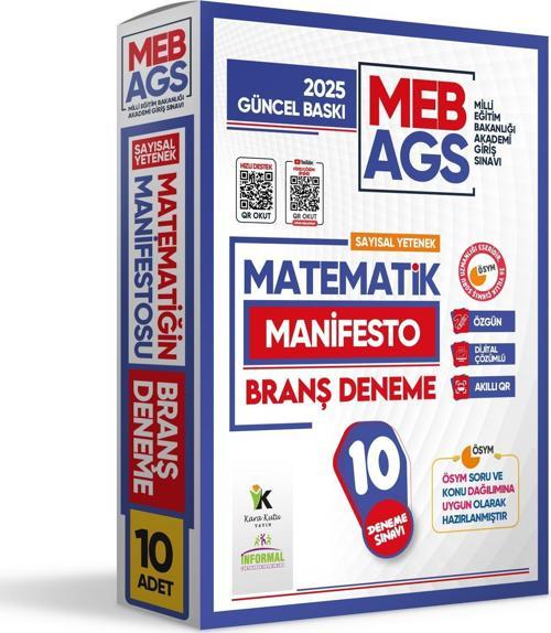 2025 MEB AGS Sayısal Yetenek MATEMATİK Manifesto Branş Deneme Paketi 10lu Özgün Dijital Çözümlü