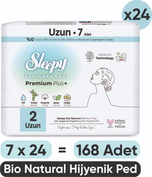 Bio Natural Premium Plus Hijyenik Ped Uzun 7x24 Ped (168 Adet)