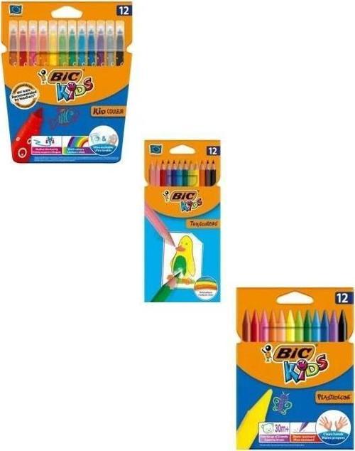 12 Renk Kuru Boya Pastel Boya Keçeli Boya Seti 3 lü