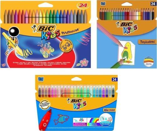 24 Renk Kuru Boya Pastel Boya Keçeli Boya Seti 3 lü