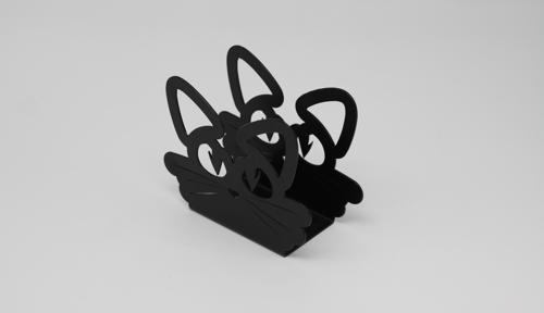 Metal Masa Üstü Sofra Dekoratif Siyah Peçetelik Kedi Figürlü Model