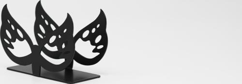 Metal Masa Üstü Sofra Dekoratif Siyah Peçetelik kelebek Desenli Model
