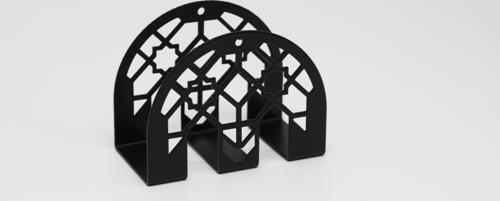 Metal Masa Üstü Sofra Dekoratif Siyah Peçetelik Modern Model
