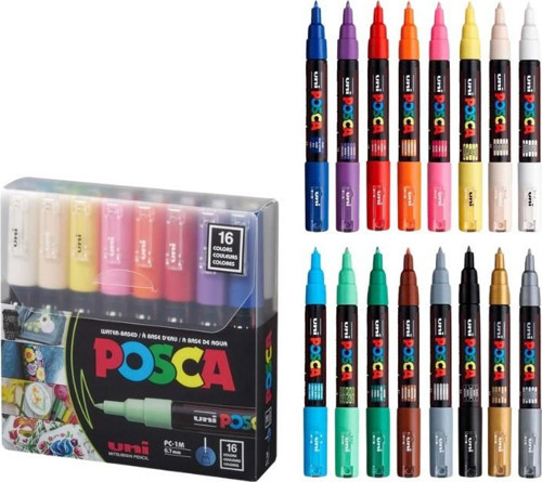 Uni POSCA 0.7 SuBazlı Boyama Markörü 16'lı