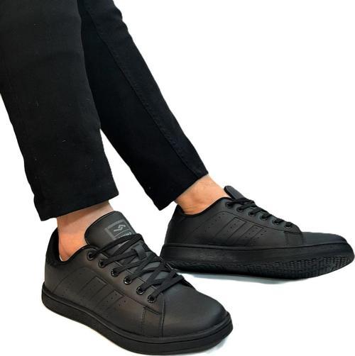 15306-15307 Siyah-Siyah Düz Taban Rahat Spor Ayakkabı