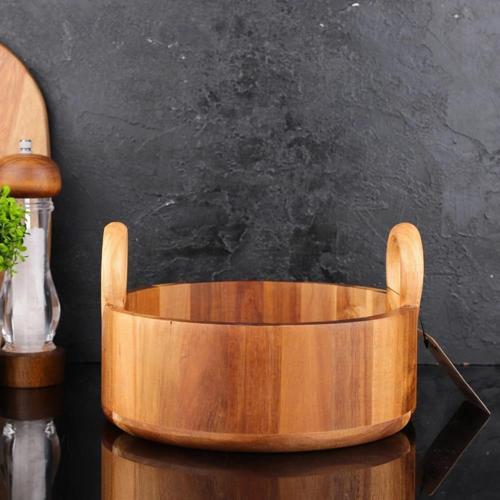 Dayanıklı Akasya Yuvarlak Kulplu Derin Kase -7b130