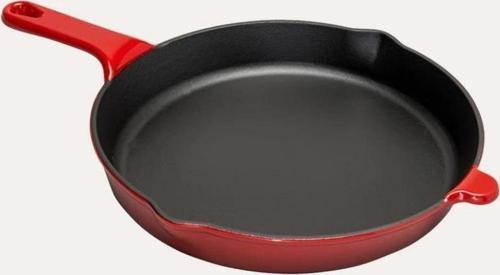 Dayanıklı Döküm Kızartma Tavası Kırmızı Renk 27 cm