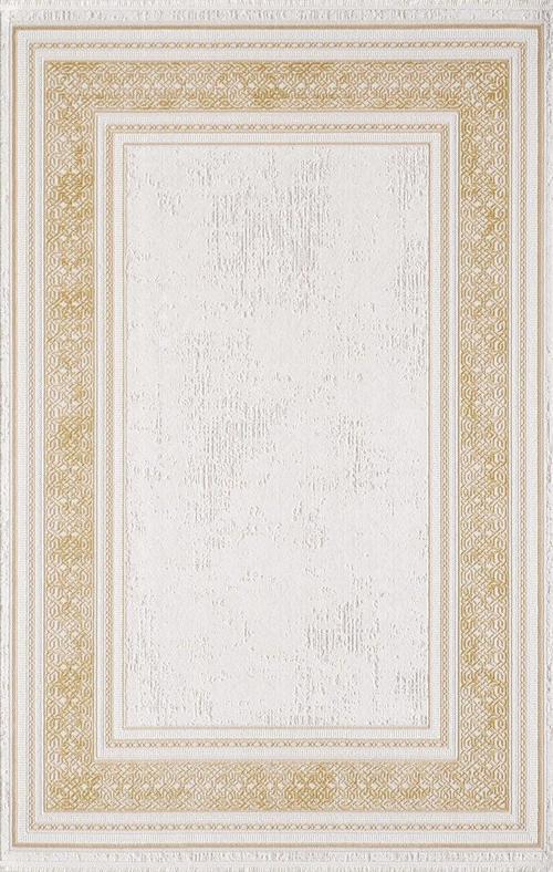 02495C Gold Krem Çerçeveli Çizgili Halı