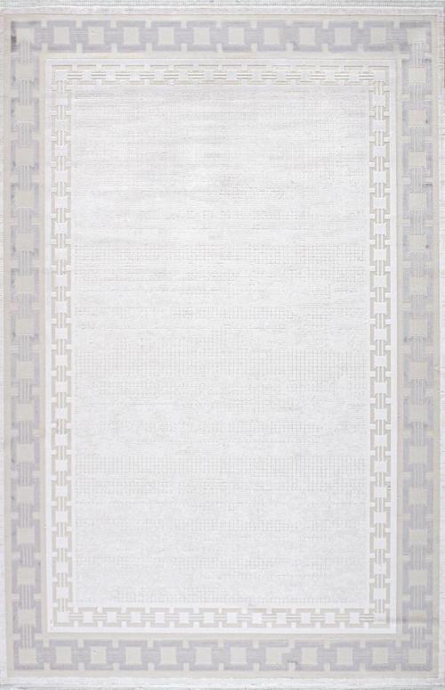 Alegra 03022C Gri Kemik Çerçeveli Desen Bambu Halı