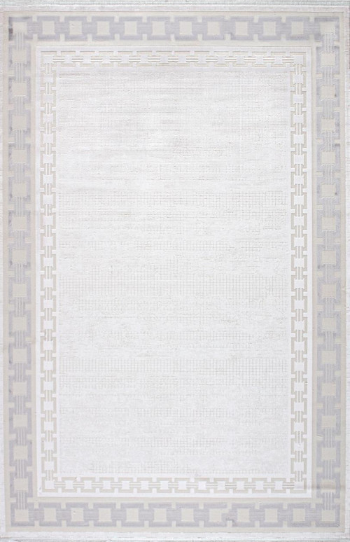 Alegra 03022C Gri Kemik Çerçeveli Desen Bambu Halı