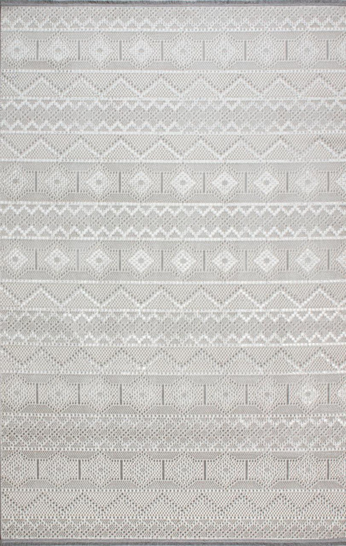Cozy 03053G Gri Krem İskandinav Desen Halı