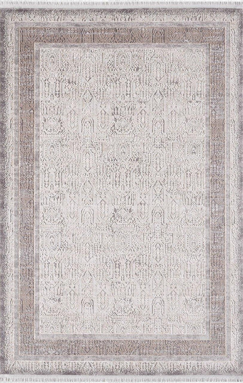 Barok 02247D Antrasit Bej Krem Retro Motifli Halı