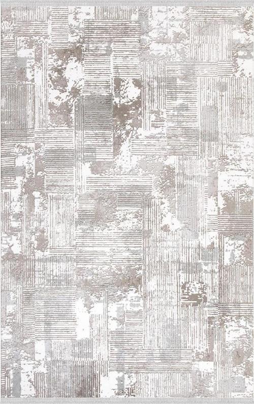 Filiya Kahve Gri Modern Saçaklı Halı