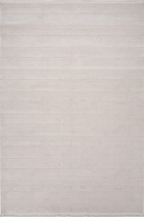 Karizma 02811B Bej Beyaz Modern Çizgili Halı