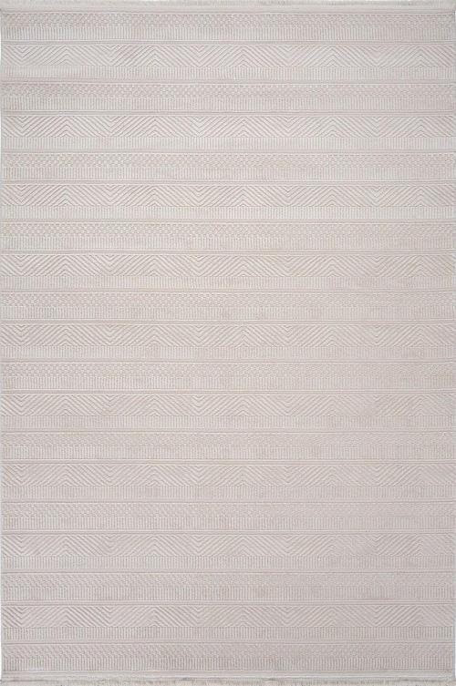 Karizma 02811B Bej Beyaz Modern Çizgili Halı