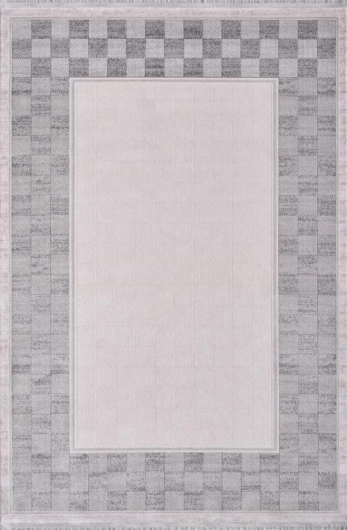 Mina 09106D Gri Çerçeve Desen Bambu Halı