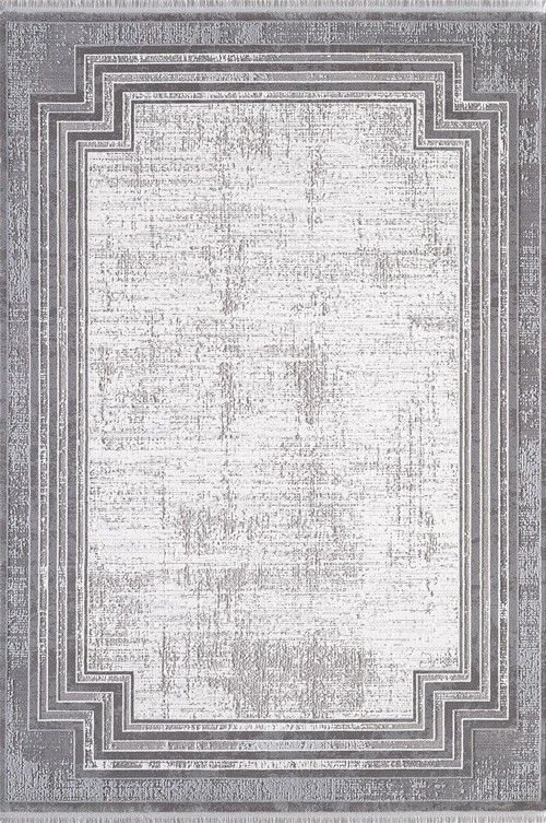 Murano 01360A Gri Krem Eskitme Desenli Yün Halı