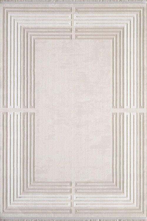 Murano 01362A Krem Bej Çizgi Desenli Yün Halı