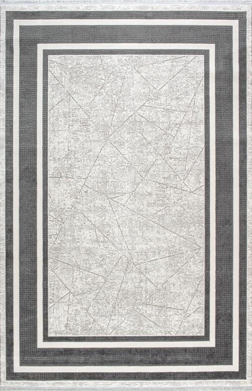 Murano 02990D Gri Krem Çizgi Desenli Yün Halı