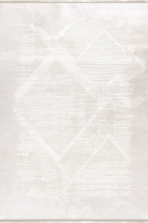 Murano 06431F Krem Bej Modern Saçaklı Halı