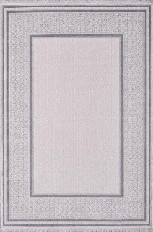 Mina 09099C Krem Gri Çizgi Desenli Bambu Halı