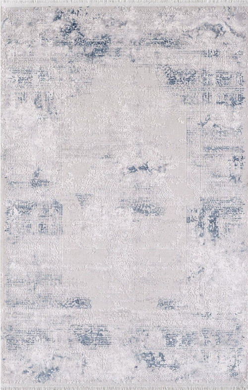 Gotik 02239B Mavi Gri Eskitme Desenli Halı