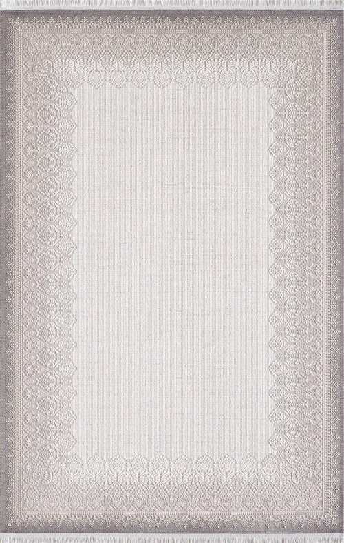 Romantik 02435A Gri Bej Retro Desenli Halı