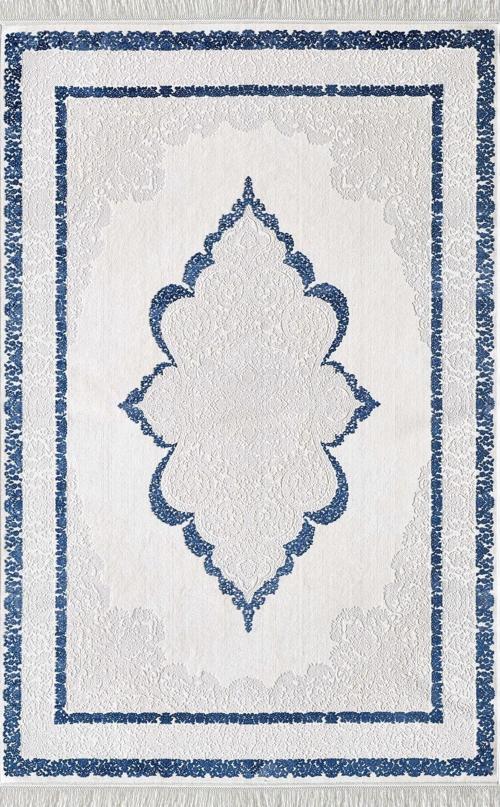 Voıla Zq00c Lacivert Bej Modern Salon Halısı