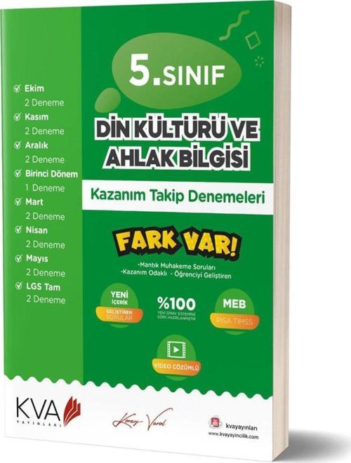 Kva Yayınları 5. Sınıf Din Kültürü Ve Ahlak Bilgisi Fark Var Kazanım Takip Denemeleri