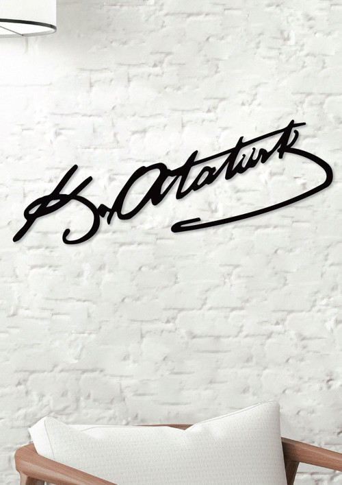 Atatürk İmza Dekoratif Siyah Metal Duvar Dekoru - Ev & Ofis Tablosu - Hediye Tablo