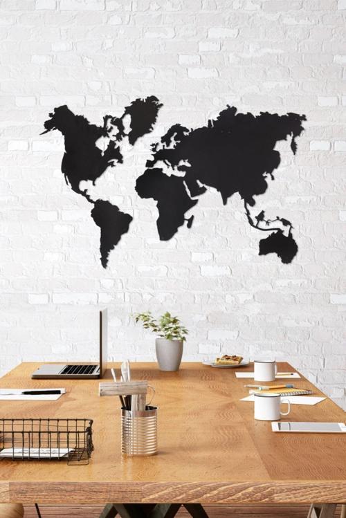 Düz Dünya Haritası Ev&Ofis Metal Duvar Tablosu - 70x105 Cm