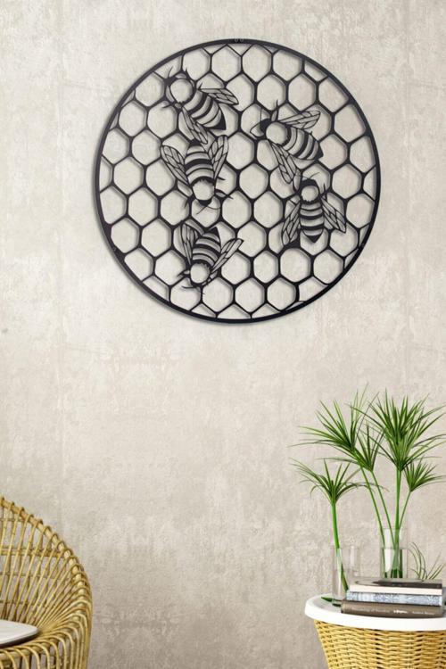 Petekteki Arılar Ev&Ofis Metal Duvar Tablosu - 50x50 Cm