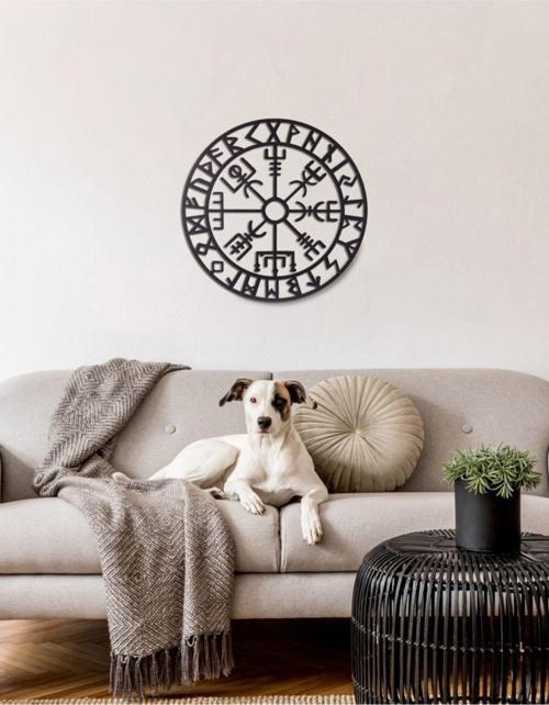 Çerçeveli Vegvisir Ev & Ofis Metal Duvar Tablosu - 60 x 60 Cm