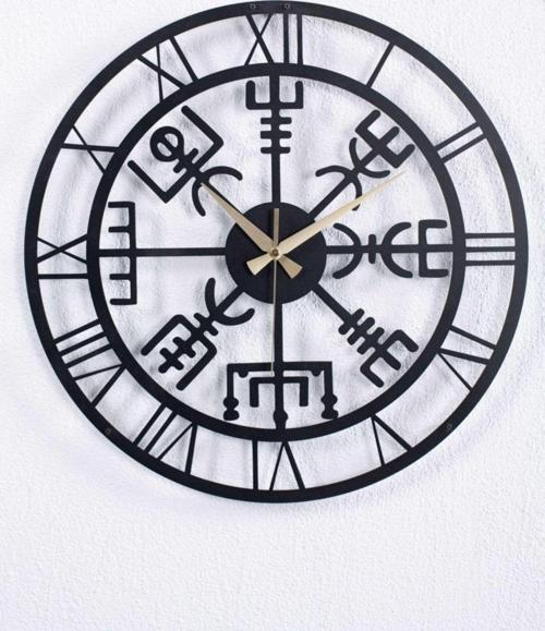 Dizayn Vegvisir Metal Siyah Duvar Saati 1,5 Mm Kalınlık 40x40 Cm