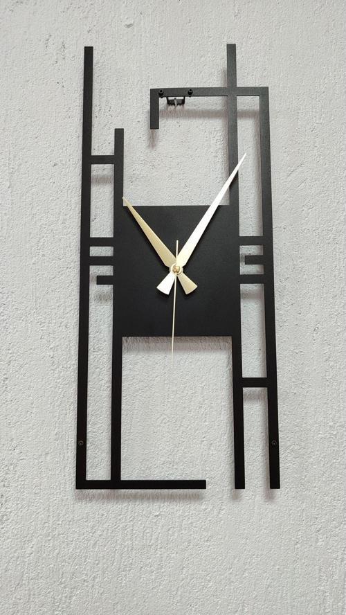 Carisma Metal Siyah Dikdörtgen Duvar Saati - Ev - Ofis Saati - Hediye Saat - 50 x 22 Cm