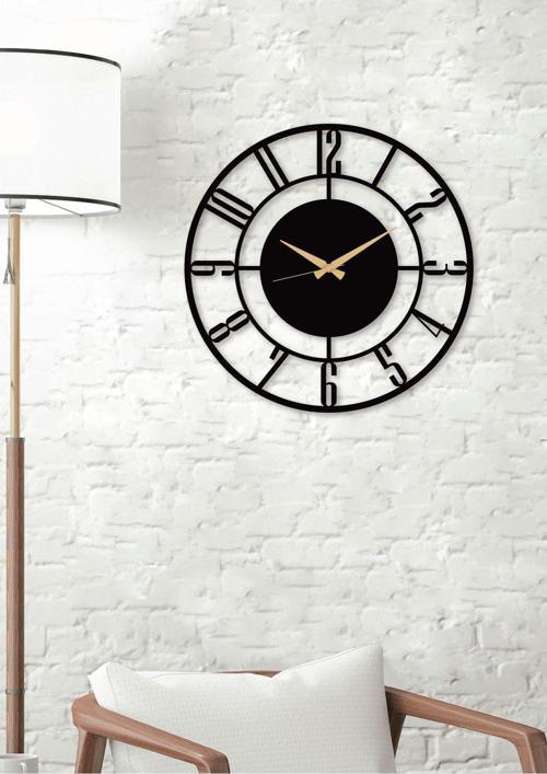 Daktilo Rakamlı Metal Siyah Duvar Saati - Ev - Ofis Saati - Hediye Saat - 70 x 70 Cm