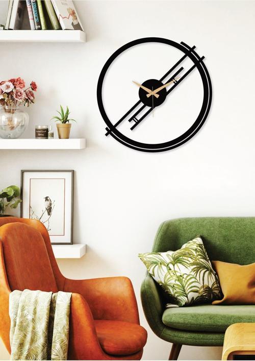 Inspire Modern Metal Siyah Duvar Saati - Ev - Ofis Saati - Hediye Saat - 50 x 50 Cm